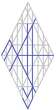 sigil of the name Aaron without the waw.vau,displayed on the Crown Diamond grid