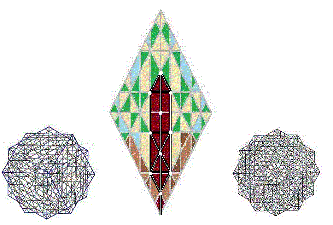 Tree of Life in the Crown Diamond, flanked by futuristic justapositions of the Diamond in a circular motif